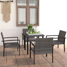 5 Piece Outdoor Dining Set Poly Rattan Grey S0s7