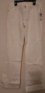 Pantalones de mezclilla blancos Michael Kors para mujer corte bajo bootcut tachuelas doradas bolsillos talla 6 - Imagen 1 de 4