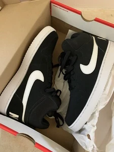New Nike Court Borough Sneakers Size 7.5 Black White Suede Basketball Shoes Mid - Picture 1 of 6