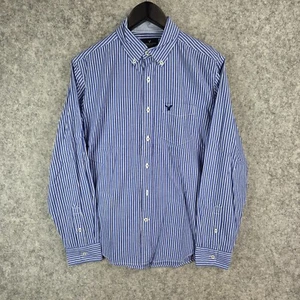 American Eagle Outfitters Shirt Mens Medium Blue Striped Button Down Long Sleeve - Picture 1 of 12