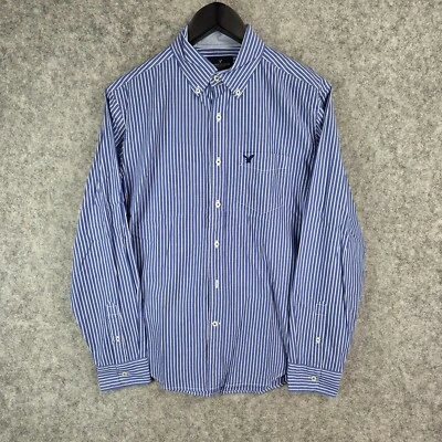 American Eagle Outfitters Shirt Mens Medium Blue Striped Button Down Long Sleeve - Image 1 of 4