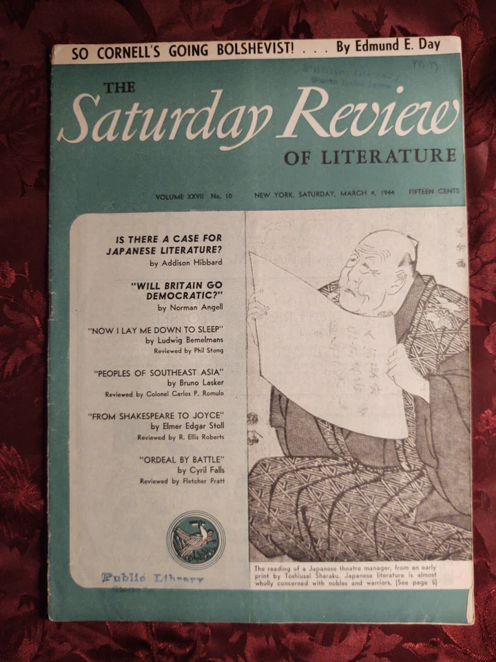 Saturday REVIEW March 4 1944 JAPAN LITERATURE ADDISON HIBBARD Foto 1 de 1