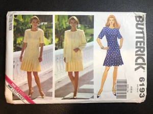 UNCUT Sz 6 8 10 Fitted Drop Waist Pleated Dress & Jacket Butterick 6193 Pattern - Picture 1 of 7