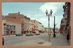 Genesee Street Business Section Old Cars Street View Auburn NY 1968 Postcard - Picture 1 of 2