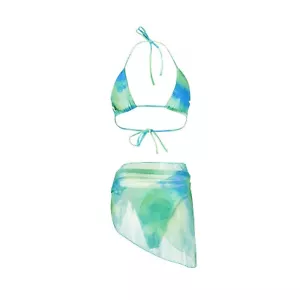 3 Piece Set Bikini Bathing Suit Swimsuits for Women Sexy with Cover Up Swimwear - Picture 1 of 4