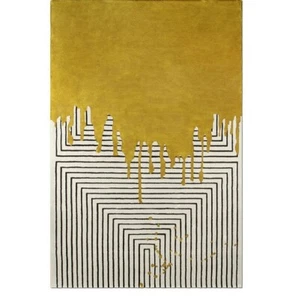 Gold Hand-Tufted Wool Area Rug Handmade Modern Carpet for Bedroom, Living Room - Picture 1 of 2