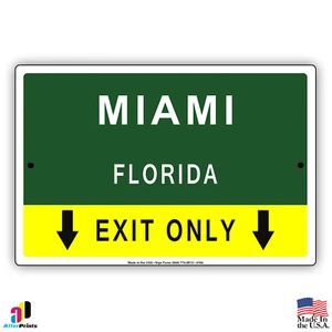 Letrero metálico de aluminio de la ciudad estatal novedad salida de autopista de Miami, Florida - Imagen 1 de 1