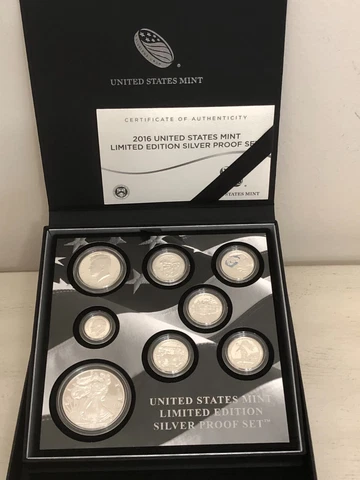 2016 United States Mint Limited Edition Silver Proof Eight Coin Set w/Box & COA Cover