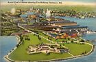 Postcard Baltimore, MD Aerial View Harbor showing Fort McHenry 1946 Linen Card