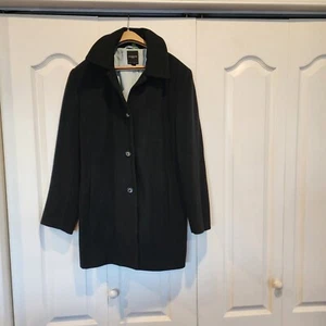 Black Wool Ladies Coat COLEBROOKE & CO Peacoat Size 12 - Picture 1 of 4