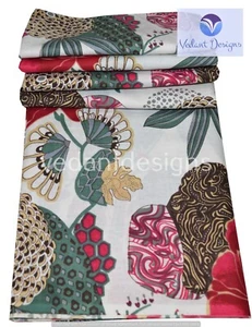 5 Yard Indian Floral Print Fabric White 100% Cotton Dress Handmade - Picture 1 of 4