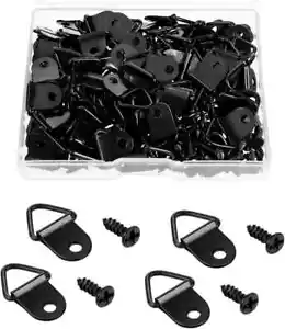 100 Pack Steel Picture Hangers with 100Pcs 8Mm Screws, Small Triangle Ring, Ligh - Picture 1 of 3