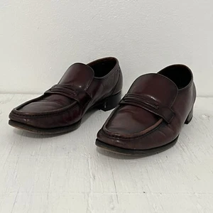 Vintage Florsheim Como Black Cherry Leather Slip On Strap Loafers Size 9D - Picture 1 of 11