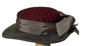 Vintage Polen Tally-Ho 100 % Wolle Hut grau & burgund Netz und Schleife 1950’s NYC - Bild 1 von 5