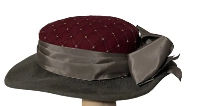 Vintage Poland Tally-Ho 100% Wool Hat Gray & Burgundy Mesh and Bow 1950’s NYC - Image 1 of 4