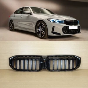 Shiny Black Single Line Front Grille With Camera Hole For BMW G20 G21 G28 3-Ser. - Picture 1 of 10