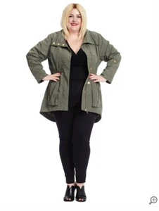 Tart Collections Womens Cory Jacket size XS Army Green Zip & Snap Front /Hood - Picture 1 of 22