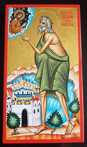 Heilige Isidor von Rostov IKONE handgemalt Gold Icon Icone St. Святого Исидор - Picture 1 of 3