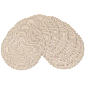 8 Pack 15 Inch Round Braided Cotton Placemats for Kitchen Dining Table - Picture 1 of 9