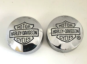 Harley Davidson Motorcycles Pair of Chrome Handlebar Grip End Caps Vintage - Picture 1 of 6