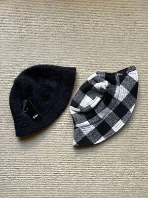 Sportsgirl Womens Bucket Hats x 2 Black/Black & White Check BNWT - image 1 of 4