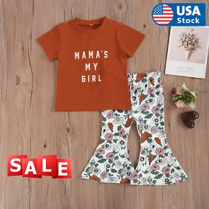 2pcs Fashion lovely Kids Baby Girls Toddler tops + Floral Pants Clothes Outfits - Picture 1 of 7