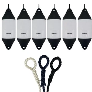 6 x HURRICANE Vortex Bootsfender: weiß PM03 - FREE SPLICED END 10MM SEIL - Bild 1 von 2