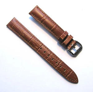 Cinturino orologio marrone imbottito in vera pelle di qualità 16 mm - misura grande - Foto 1 di 3
