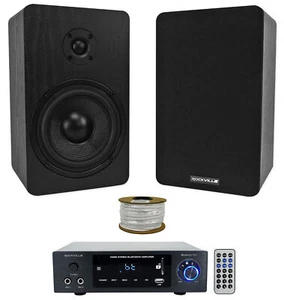 Rockville BLUAMP 150 Amplifier w/ Bluetooth/Optical+(2) 5.25" Bookshelf Speakers - Picture 1 of 12