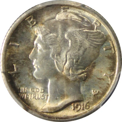 1916 MS66FB Mercury Dime, PCGS 50889258 - Image 1 of 4