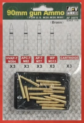 Munición de pistola AFV Club AF35076 1/35 90 mm para latón giratorio M26, M36 y M46 EE. UU. Foto 1 de 4