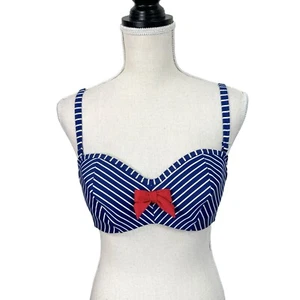 Nuevo con etiquetas Top de Bikini Panache Swim Britt a Rayas Talla 32D Marinero Náutico Pin Up Retro - Imagen 1 de 10