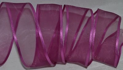Wired Ribbon~Sheer~Satin Edge~1.5"~Offray 'Arabesque'~Raspberry Pink~Wavy~Bow - Image 1 of 2