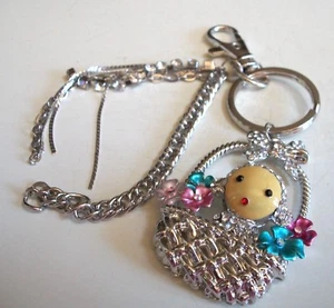 Mujer, Niñas Genial Estrás Flor de Pascua Cesta Moda Clip en Llavero - Imagen 1 de 4