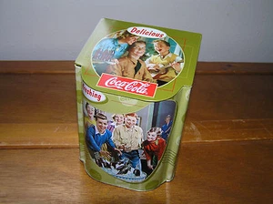 Vintage Reproduction Coca-Cola Advertising Sloped Metal Tin with Hinged Lid – - Bild 1 von 6