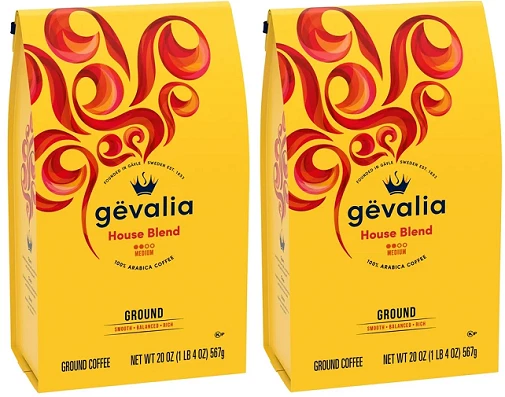 2x Gevalia Kaffe House Blend Ground Coffee Medium Roast 20oz Best by Date 2/20
