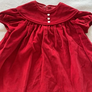 VTG 50s Red Velvet Baby Girl Dress 2T - Picture 1 of 8
