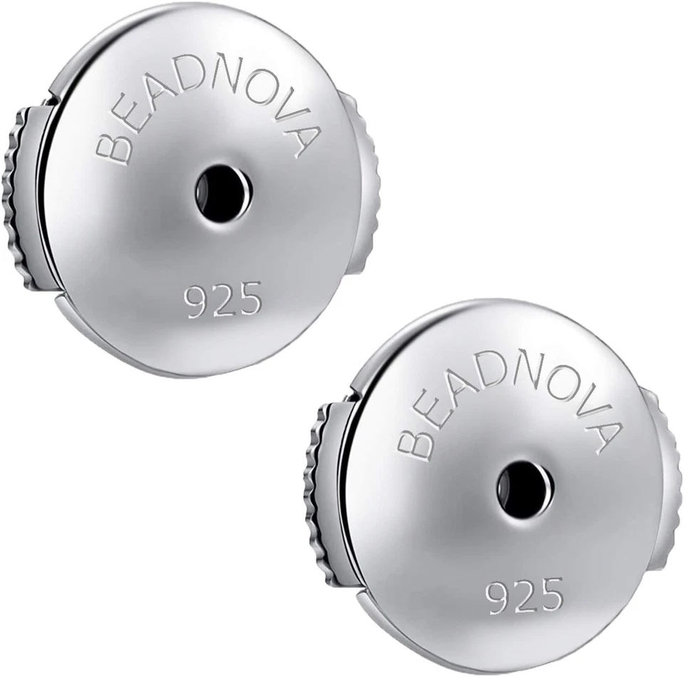 BEADNOVA Locking Earring Backs 925 Sterling Silver Secure Earring Backs Locking