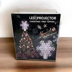 Star Christmas Tree Topper Lighted LED Snowflake Projector Rotating Holiday Deco - Picture 1 of 4