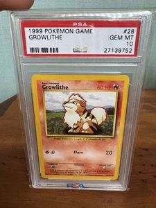 1999 Pokemon Base Set Unlimited #28 Growlith PSA GEM MINT 10 - Picture 1 of 3