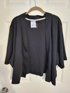 New Isaac Mizrahi  Essentials Black Short Sleeve Black Cropped Cardigan Size 3x - Picture 1 of 8