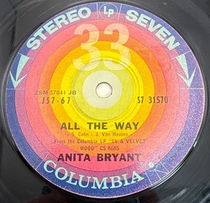 Anita Bryant All the Way / Tonight Compact 33 Pop Jukebox Mini LP 7" Columbia - Picture 1 of 6