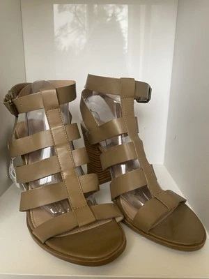 American Eagle Women’s Tan Open Toe Strappy Heels with Buckle Size WM12 - Image 1 of 4