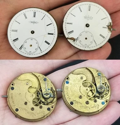 Elgin Natl Watch Co. Reloj Bolsillo Lote x2 Movimiento Cara 6s 11j 1887 Foto 1 de 4