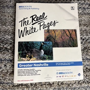 Vintage Bell South Phone Book Real White Pages Greater Nashville 1999-2000 615 - Picture 1 of 13