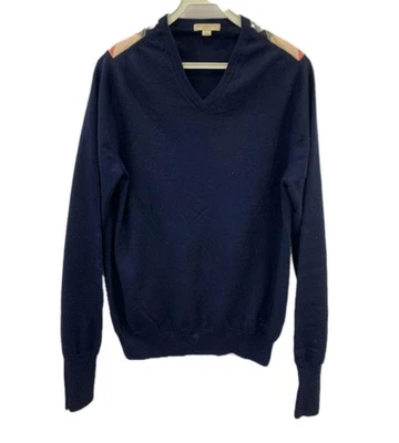 Suéter tejido cuello en V Burberry Brit para hombre talla M azul marino a cuadros hombro lujo #126 Foto 1 de 4