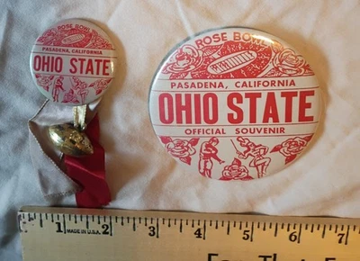 1955 Ohio State Rose Bowl Pin Lot Buckeyes Vs USC Trojans Official Souvenir Pins - Image 1 of 4