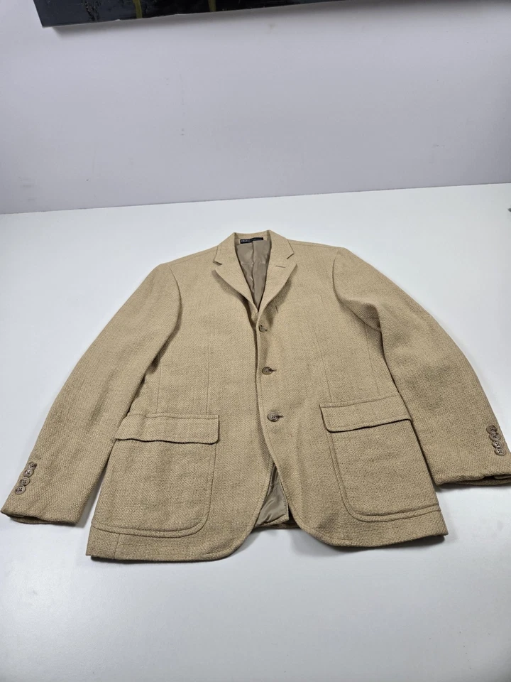 Polo Ralph Lauren Blazer Mens 42R Tan Flax Silk Wool Sport Coat Made Italy - Image 1 of 4