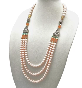 VTG NEW RoDo Collection Saks Fifth Ave Necklace 925 Quartz Agate Triple Strand - Picture 1 of 16