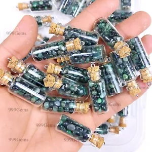 Lote al por mayor de 5 colgantes de botella de vidrio esmeralda natural 1,5 pulgadas tamaño aprox - Imagen 1 de 7